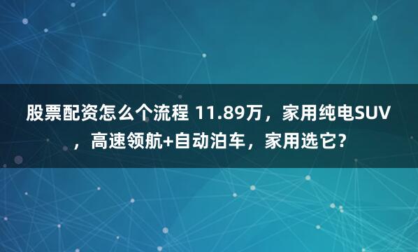 股票配资怎么个流程 11.89万，家用纯电SUV，高速领航+自动泊车，家用选它？